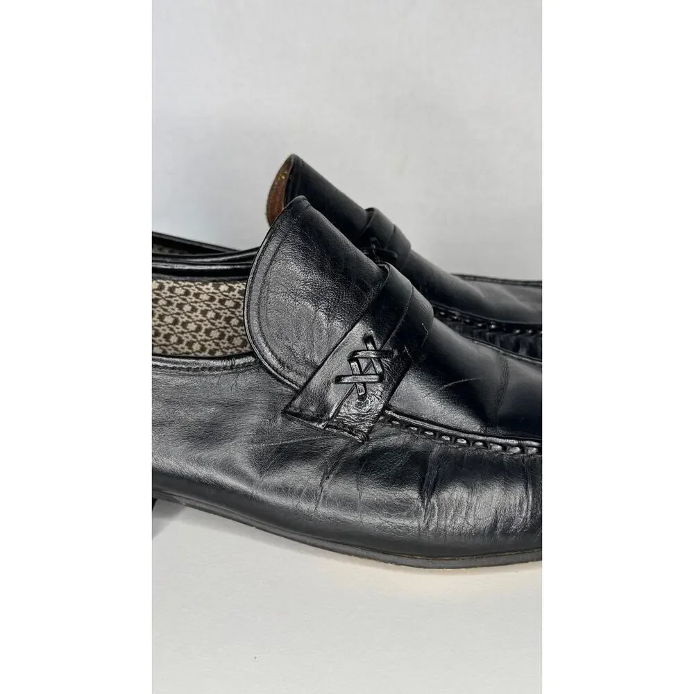1990s Donato Marrone Black Leather Penny Loafers Brazil Men’s 10.5 M